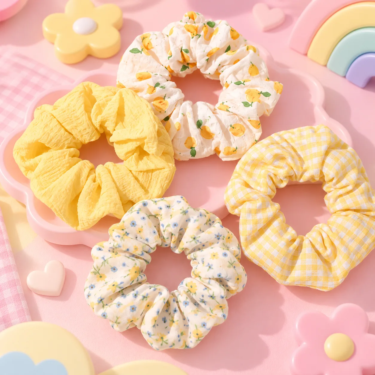Yellow Scrunchies Set